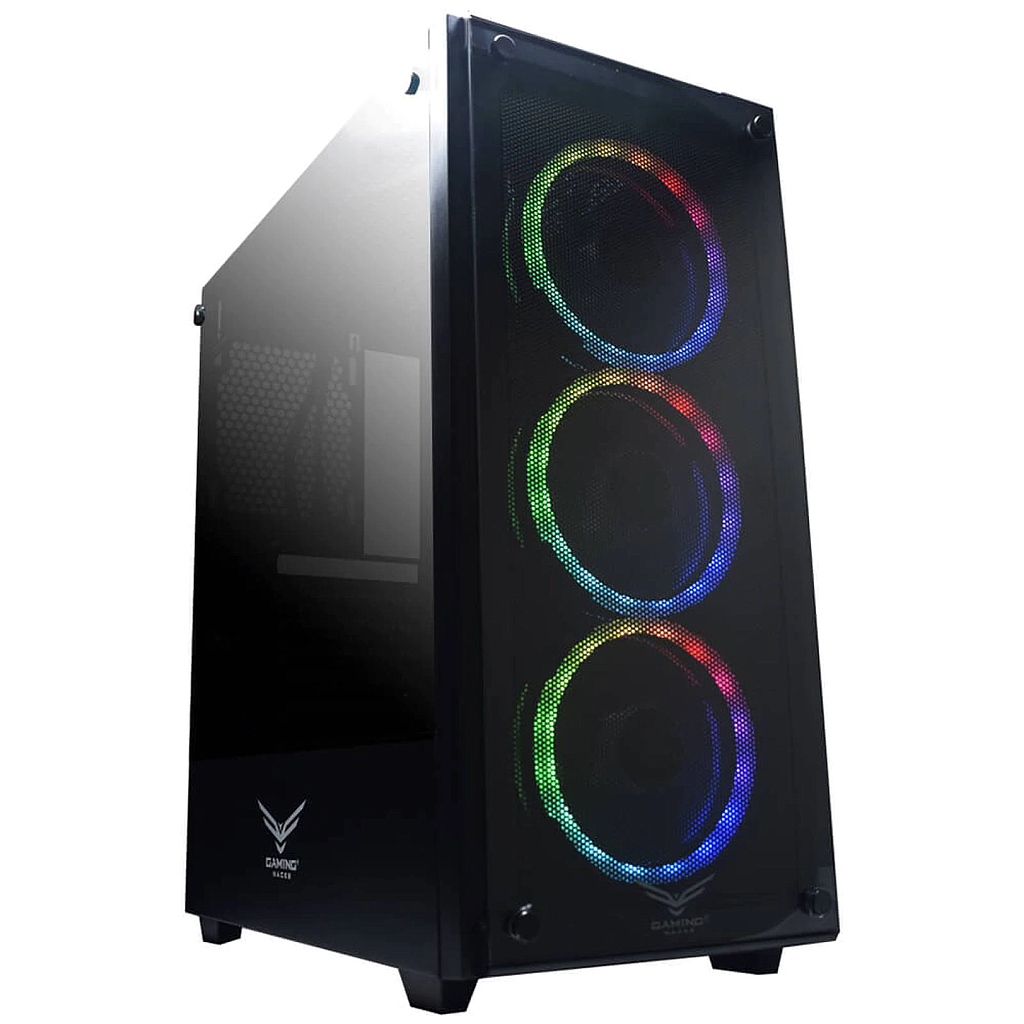 Gabinete Gamer Modelo PLAYER, ATX, Full-Tower, Ventana Lateral de Cristal Templado, 3 Ventiladores Frontales RGB, No Incluye Fuente de Poder, NACEB NA-0603