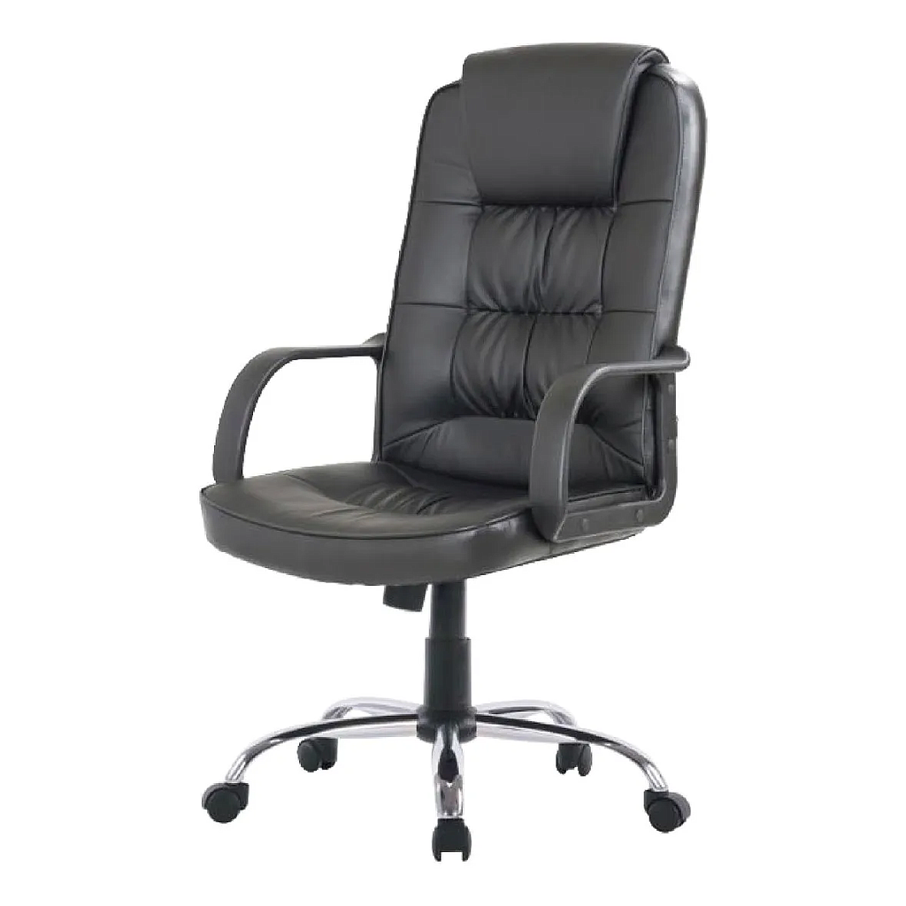 Silla Ejecutiva Color Negro, Respaldo Alto, Base de Metal, Giratoria, CHASER CH-NEROBLACK