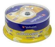 Disco P/ Grabar (DVD+RW), 30 Piezas, Escritura 16X, Almacenamiento 4.7 GB, VERBATIM 94834