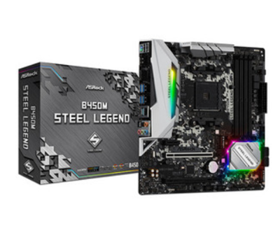 Tarjeta Madre (Mobo) Chipset AMD B450, Socket AM4, Para AMD Ryzen 1ra y 2da Gen, 4xDDR4, Integrado Audio HD, Red, USB 3.0, SATA 3.0, MicroATX, ASROCK B450M STEEL LEGEND