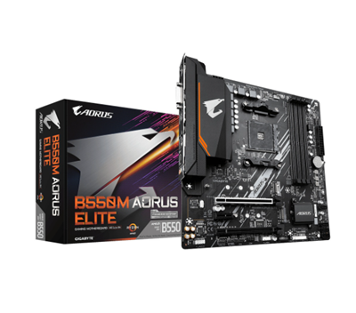 Tarjeta Madre (Mobo) B550M AORUS ELITE, Chipset AMD B550, para AMD Ryzen 3a Gen, Socket AM4, 4xDDR4, Audio HD, Red, USB 3.2, SATA 3.0, M.2, Micro-ATX, GIGABYTE GA-B550M-AOURUS ELITE