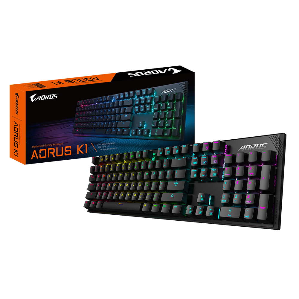 Teclado Gamer AORUS K1, Mecánico (Cherry MX Red), Iluminación RGB, Color Negro, USB, (Inglés), GIGABYTE GK-AORUS K1