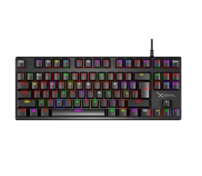 Teclado Mecánico Gamer XZ1020, Switch Rojo, LED, Alámbrico USB, Color Negro (Español), XZEAL XZKX020B
