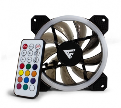 Kit de 3 Ventiladores Game Factor, Iluminación RGB, 120mm, Control de Iluminación Inalámbrico, VORAGO FKG400