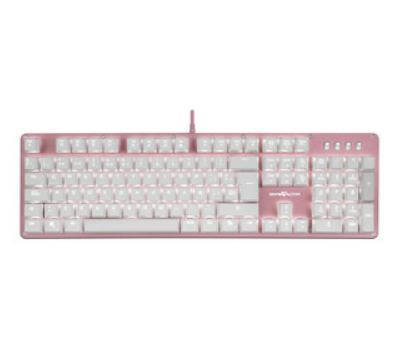 Teclado Gamer Mod KBG400, Game Factor, Mecánico (Switch KRED Rojo), Iluminación LED, Color Rosa, USB, VORAGO KBG400-PK-RD