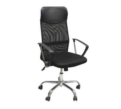 Silla de Oficina, Ejecutiva, Giratoria, Respaldo de Malla Negra, Base Metálica, CHASER CH-CORESBLACK
