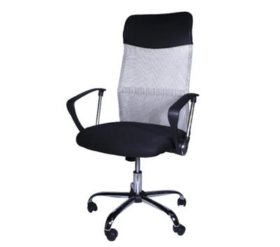 Silla de Oficina, Ejecutiva, Giratoria, Respaldo de Malla Gris, Base Metálica, CHASER CH-CORESGREY