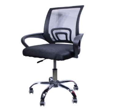 Silla de Oficina, Giratoria, Respaldo Malla Negra, Base Metálica, CHASER CH-OFFICEBLACK