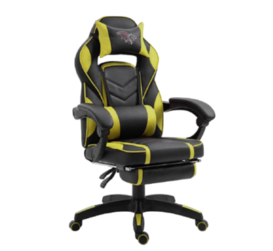 Silla Gamer Chaser, Reclinable, Reposa Pies, Soporte Cervical y Lumbar, Color Negro / Amarillo, Max. 120 Kg, CHASER CH-GAMERYELLOW