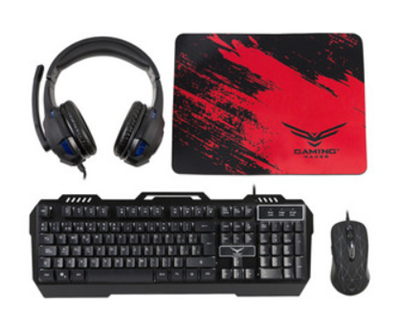 Kit 4 en 1, Audífonos C/ Micrófono + Ratón (Mouse)+ Teclado + MousePad Gamer, NACEB NA-0925