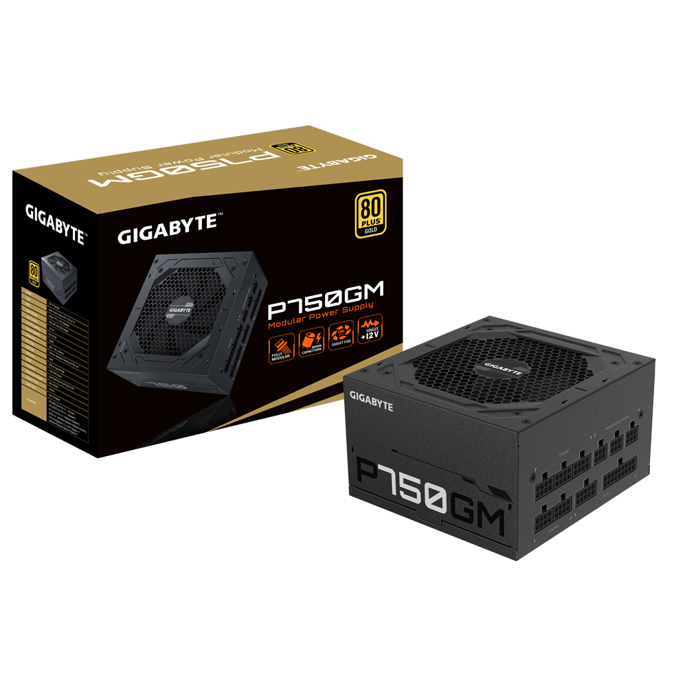 Fuente de Poder Certificada P750GM, 750W, ATX, 80 Plus Gold, Modular, GIGABYTE GP-P750GM