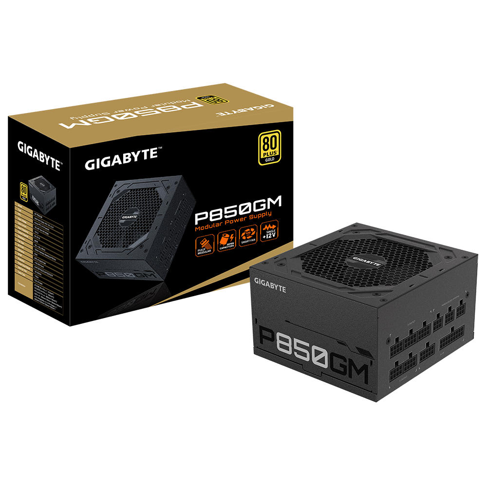 Fuente de Poder Certificada P850GM, 850W, ATX, 80 Plus Gold, Modular, GIGABYTE GP-P850GM