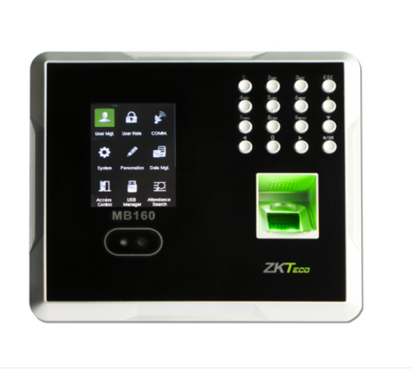 Terminal Multi - Biométrica (Reconocimiento Facial / Huella Digital) C/Teclado para Control de Asistencia, 2,000 Huellas / 1,500 Rostros, ZKTECO MB160