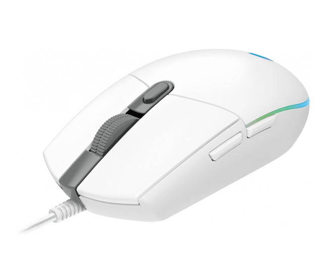 Ratón (Mouse) Gamer Óptico G203 LightSync, Alámbrico, USB, 200 - 8000 DPI, 6 Botones, Iluminación RGB, Color Blanco, LOGITECH 910-005794