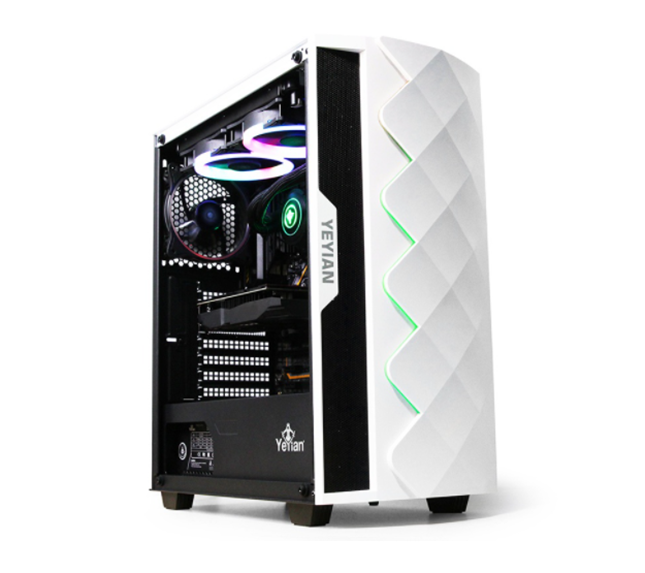 Gabinete Gamer Yeyian ABYSS 2500 con Ventana RGB, Midi-Tower, ATX/EATX/ITX/Micro ATX, USB 3.0, No Incluye Fuente de Poder, Negro / Blanco, QIAN YGA-49702