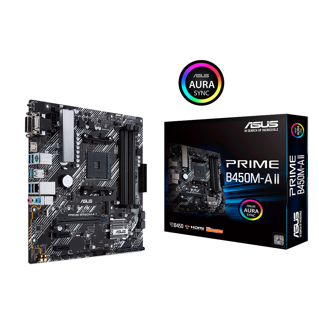 Tarjeta Madre (Motherboard) PRIME B450M-AII, AMD, Socket AM4, ATX, 4 x DDR4 (Max 128GB), HDMI / DVI-D / D-Sub, ASUS 90MB15Z0-M0AAY0