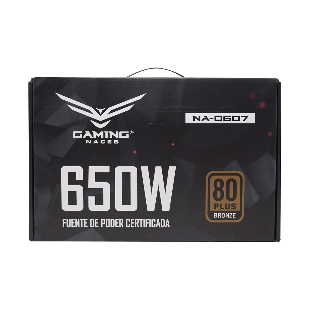 Fuente de Poder Certificada Gaming, Semi-Modular, 650W, ATX, 80 Plus Bronze, 86% de Eficiencia, NACEB NA-0607