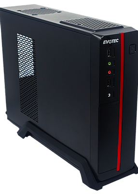 Gabinete EVOTEC Slim Viena, Midi-Tower, Micro-ATX/ITX, C/Fuente de 600W, Color Negro / Rojo, NACEB EV-1011