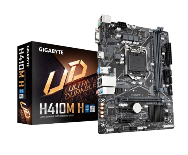 Tarjeta Madre (Mobo) Chipset Intel H410M, Soporta: Intel 10ma Gen, Socket 1200, 2xDDR4 (64GB Max), Audio HD, Red, USB 3.2 y SATA 3.0, ATX, PCIEx16, PCIEx1, GIGABYTE H410M H