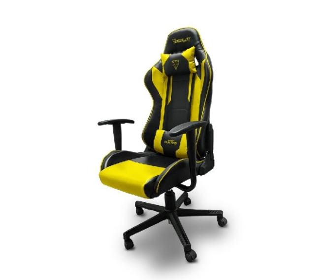 Silla Gamer Modelo OGS, Reclinable (Max 155°), Soporte Cervical y Lumbar, Color Amarillo, Max. 150 Kg, OCELOT OGS-02