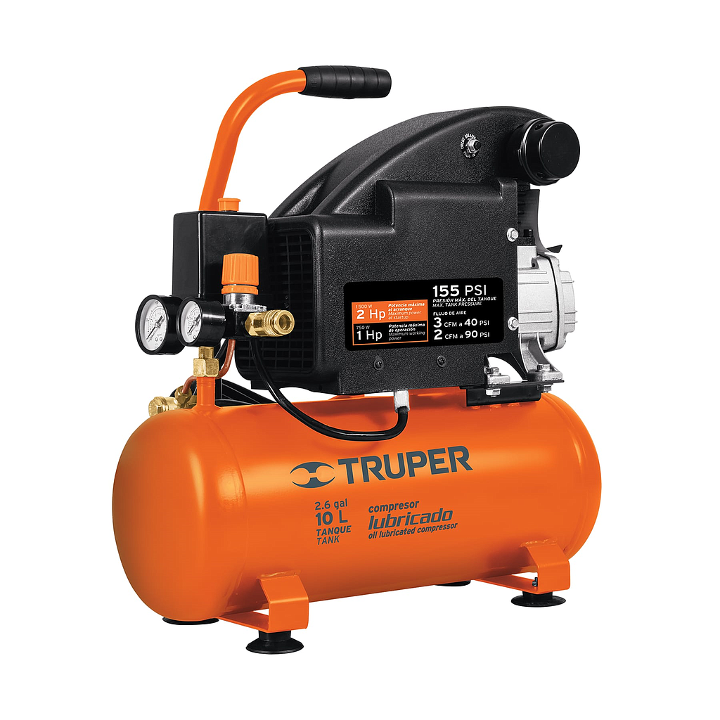 Compresor Horizontal 10 L, 2-1/2" HP (Potencia Máxima), 127V, TRUPER COMP-10L
