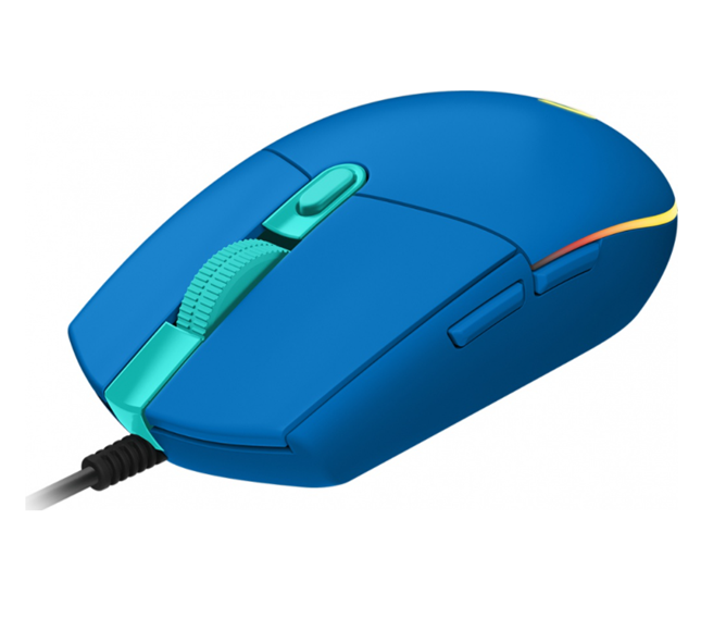 Ratón (Mouse) Gamer Óptico G203 LightSync, Alámbrico, USB, 200 - 8000 DPI, 6 Botones, Iluminación RGB, Color Azul, LOGITECH 910-005795