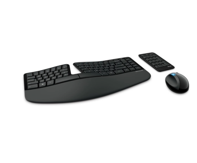 Kit de Teclado y Ratón (Mouse) Sculpt Ergonomic Desktop, Inalámbrico, USB, Color Negro, (Español), MICROSOFT L5V-00004