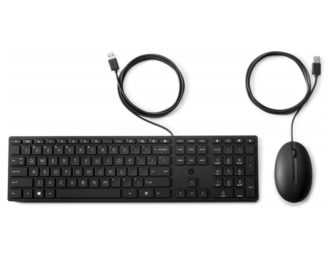 Kit de Teclado y Ratón (Mouse) Wired Desktop 320MK, Alámbrico, USB, Color Negro, (Español), HP 9SR36AA#ABM