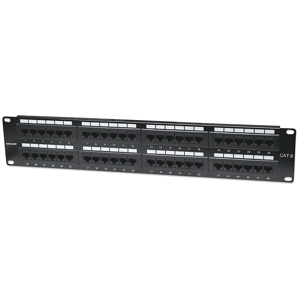 Panel de Parcheo P/ Rack 19", Cat 5, 48 Puertos RJ45, 2U, INTELLINET 513579