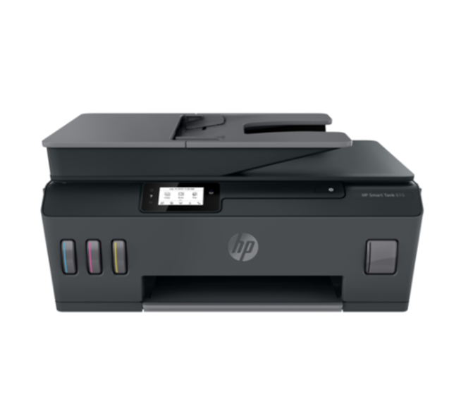 Impresora Multifuncional de Inyección Smart Tank 615, Impresora, Copiadora, Fax y Escáner, 1200 dpi, Sistema de Tanques de Tinta, USB, Ethernet, Wi-Fi, BT, HP Y0F71A#AKY