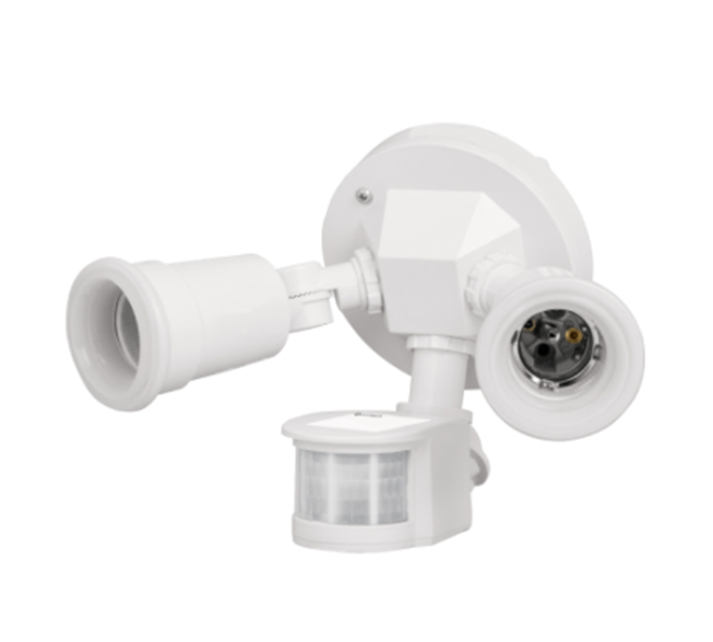Arbotante de Seguridad con Sensor de Movimiento, VOLTECK LAIT, 2XE26, Max. 300W, Color Blanco, TRUPER ARB-901S