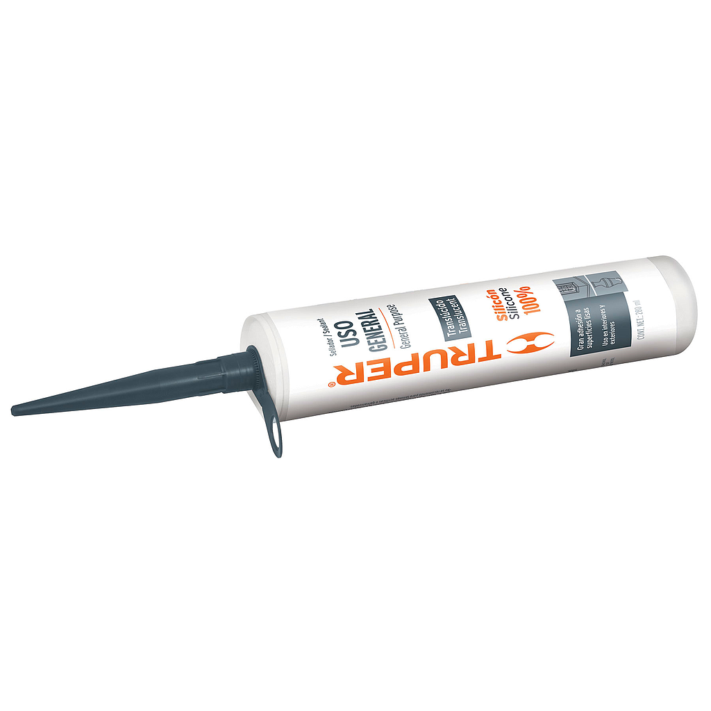 Sellador de Uso General, Traslúcido, 280 Mililitros, 100% Silicón, TRUPER SIL-100T