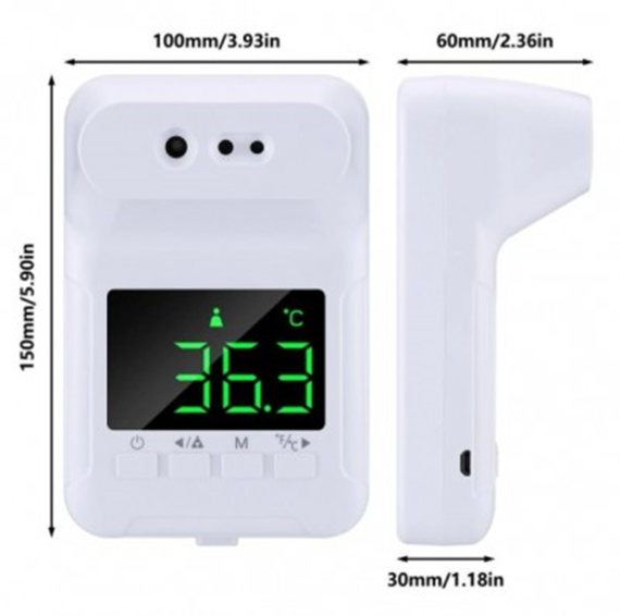 Termómetro de Pared Modelo K-3S, Incluye Cable de Carga Micro USB, Manual de Uso, También Funciona con 3 Baterías AAA (No la Incluidas), KSA THWAL1