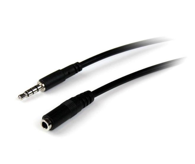 Cable Extensor de Audífonos y Diadema, 2 Metros,  Headset Mini-Jack con Plug de 3.5mm y 4 pines Macho a Hembra, STARTECH MUHSMF2M
