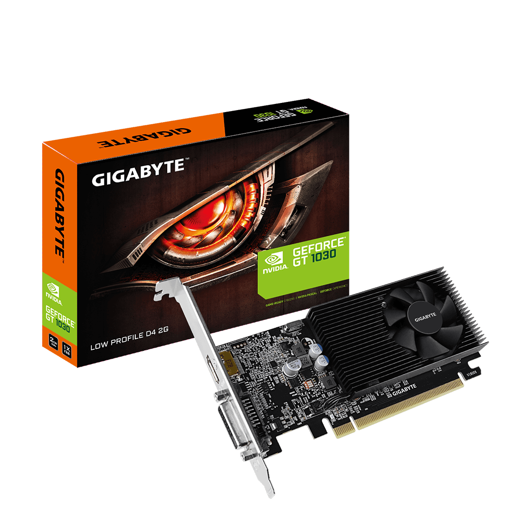 Tarjeta de Video NVIDIA GeForce GT 1030, 2GB DDR4, 1xHDMI, 1xDVI-D, Low Profile, GIGABYTE GV-N1030D4-2GL 