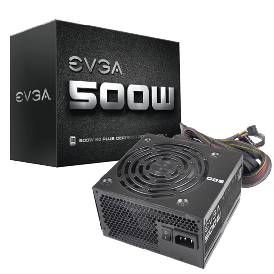 Fuente de Poder Certificada WHITE 500W, 500W, ATX, 80 Plus White, EVGA 100-W1-0500-KR