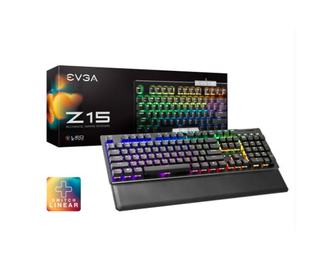Teclado Gamer Mecánico Z15 RGB, Hot Swappable Kailh Speed Bronze Switches (Lineal), Alámbrico USB 2.0, Cable 2.0m, EVGA 822-W1-15US-KR