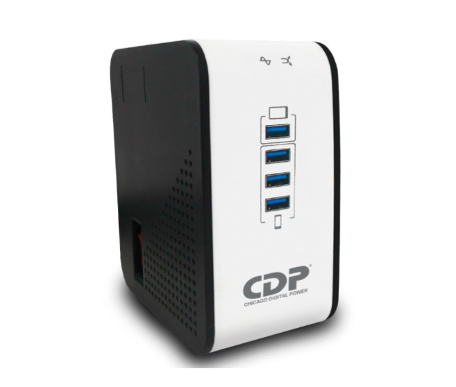 Regulador de Voltaje Modelo AVR1008, 1000VA / 500W, Regulación 92 - 144V, Salida 116V +/- 12%, 8 Contactos, 4 Puertos USB, CDP R2CU-AVR1008