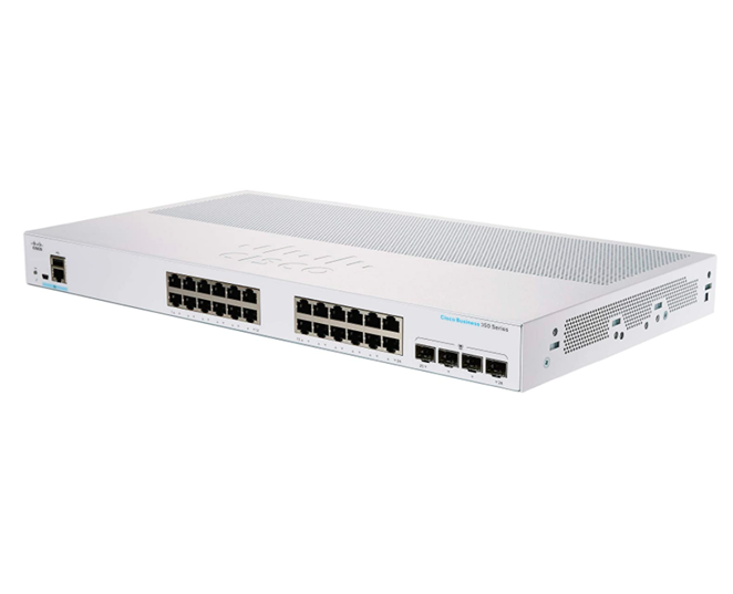 Switch Gigabit Ethernet Business 350-24P-4G, 24 Puertos 10/100/1000Mbps + 4 Puertos SFP, 16.000 Entradas, POE, Gestionado, CISCO CBS350-24P-4G-NA