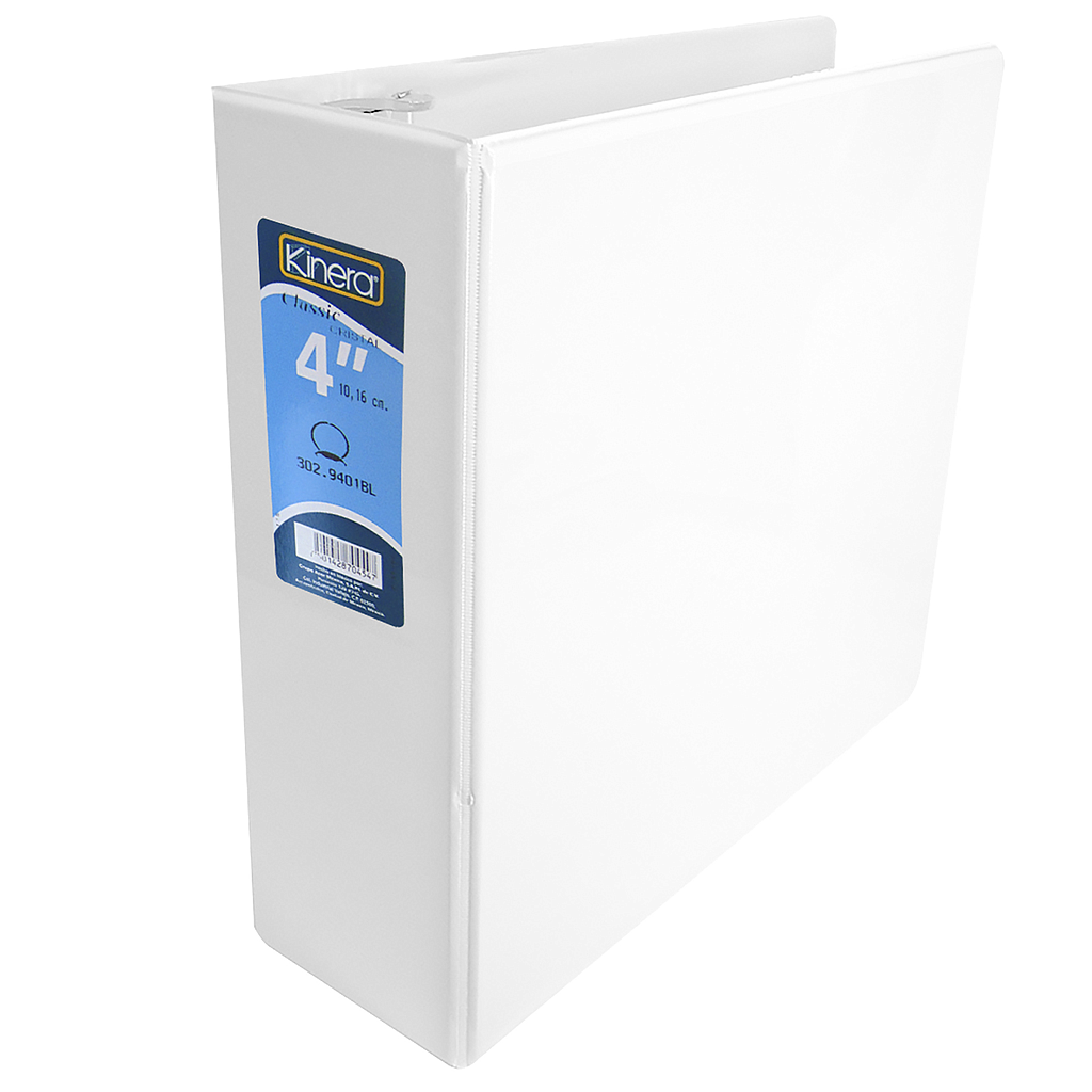 Carpeta 9401BL Classic Cristal, Brillante, Arillo en O 4" (800 Hojas Aprox), Tamaño Carta, Color Blanco, AZOR 302.9401BL