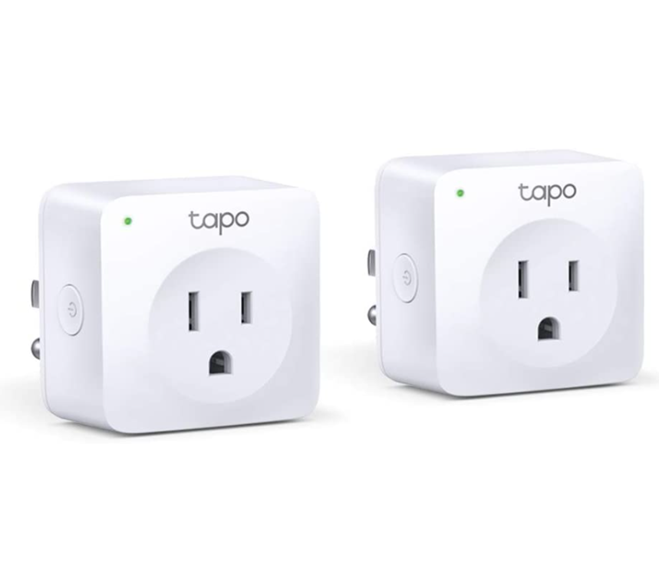 Kit de Enchufes Inteligentes, Smart Plugs Mini Wifi, 1 Conector, 1200W, 10A, Color Blanco, 2 Piezas, TP-LINK TAPO P100 2P