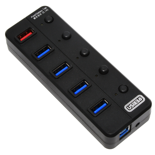 Adaptador USB 3.0 (HUB), 4 x USB 3.0, Hasta 5 Gbps + 1 USB 2.1 A, XCASE USB30HUBX5CO