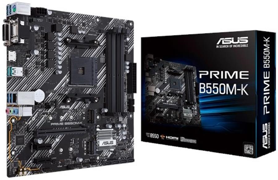 Tarjeta Madre (MoBo) PRIME B550M-K, 4x DIMM DDR4 (Max 128GB RAM), 1x HDMI / 1x DVI-D / 1x VGA, Micro ATX, Socket AMD AM4, ASUS 90MB14V0-M0AAY0