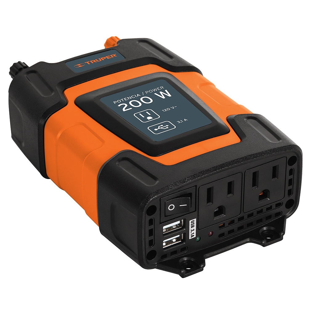 Inversor de Corriente (12V a 120V), 200W, TRUPER INCO-200