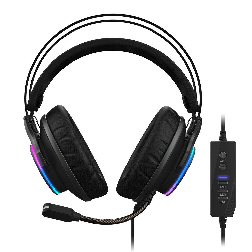 Audífonos con Micrófono Gamer AORUS H1,  Sonido 7.1, Alámbrico (USB), Iluminación RGB, Color Negro, GIGABYTE GP-AORUS H1