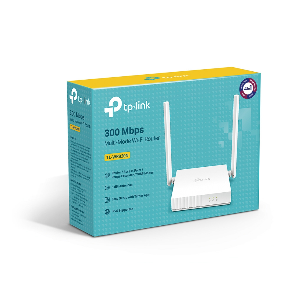 Router Inalámbrico N 300Mbps, 2 Puertos LAN 10/100Mbps, 1 Puerto WAN 10/100Mbps, 2 Antenas, TP-LINK TL-WR820N