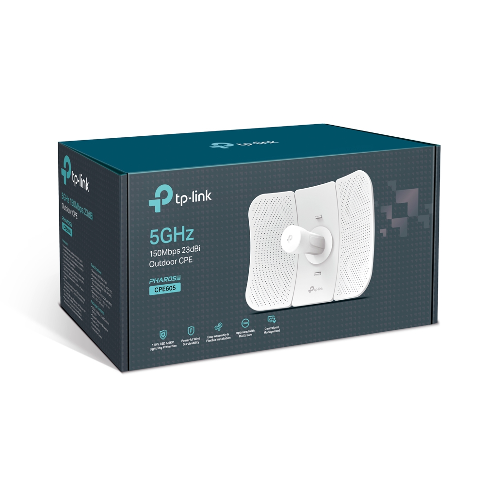Punto de Acceso Inalámbrico (Access Point), N 150Mbps, 23dBi, 5GHz, Antena Direccional, Uso Exterior, PoE Pasivo, TP-LINK CPE605