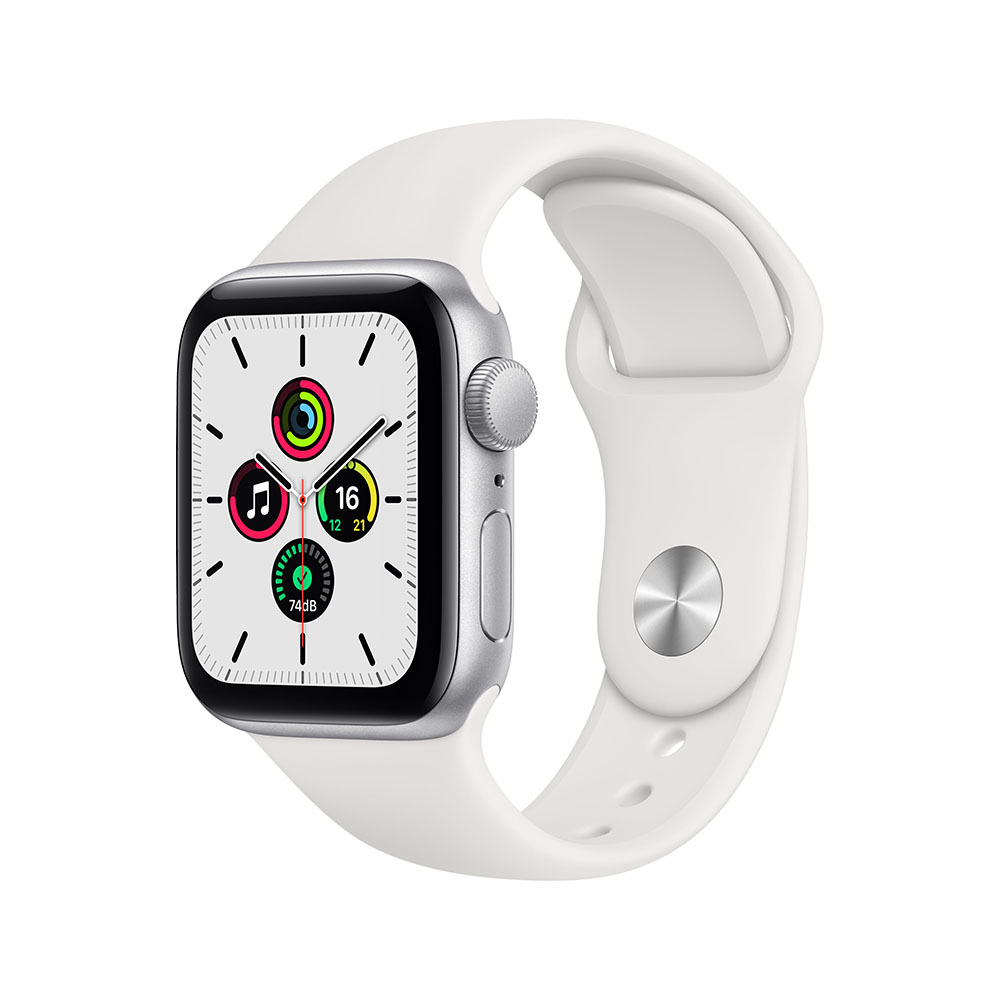 Apple Watch SE de 40mm con GPS, CPU Dual Core S6, Pantalla Retina OLED, Wi-Fi, BT 5.0, WatchOS 7, Incluye Correa Deportiva Blanca, Color Plata, APPLE MYDM2LZ/A