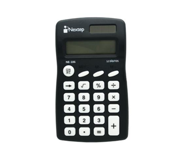 Calculadora de Bolsillo, 12 Dígitos, Funciones Básicas, Solar/Batería, NEXTEP NE-186