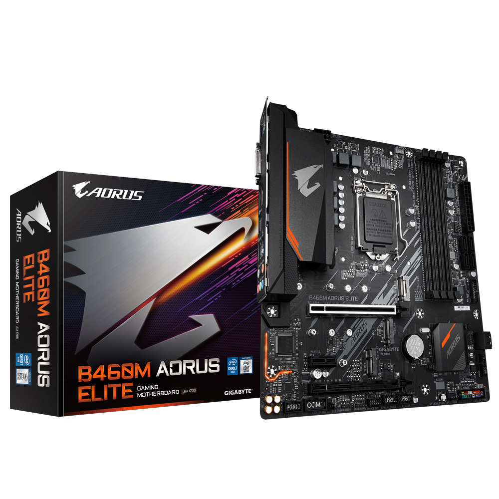 Tarjeta Madre (Mobo) B460 AORUS ELITE, ChipSet AMD B460, LGA 1200 (10ma Generación), 4x DDR4 (Max 128GB), Audio HD, Red, USB 3.0, SATA 3.0, M.2, ATX, GIGABYTE B460M AORUS ELITE
